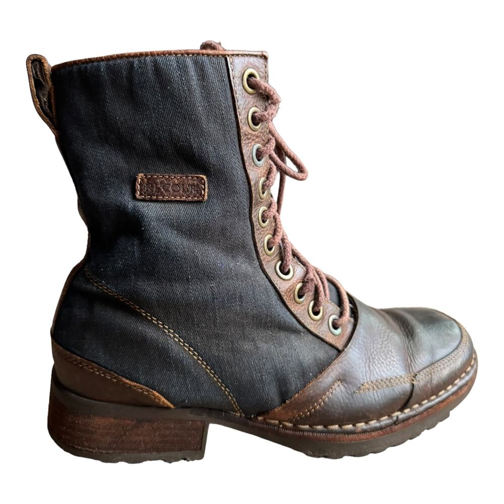 RJ Colt Marine Blue Leather Combat Boots 2020s Lug Sole 12” size 8